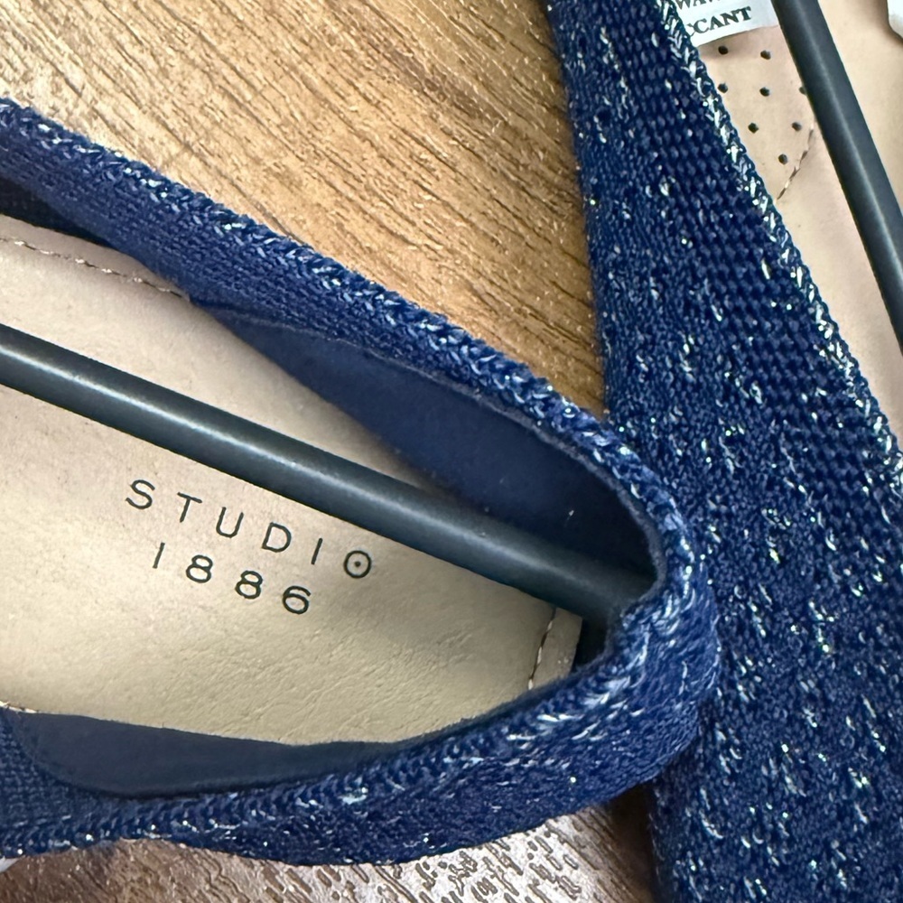 Studio 1886 Metallic Blue Silver Sparkle Knit Loafers Size 9 New With Tags - Picture 4 of 6